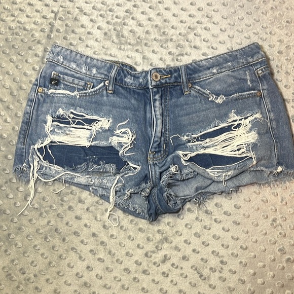 KanCan Denim Frayed cut off Shorts Large Shorties - Picture 1 of 7